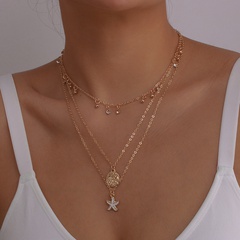 mehrschichtige Halskette mit Mikro-Intarsien Seestern-Scheiben-Halskette Öltropfen-Halskette