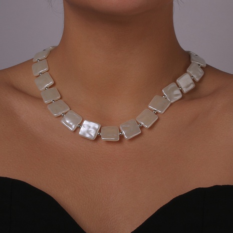 square pearl fashion single-layer clavicle necklace personality geometric necklace's discount tags