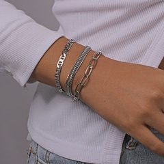 fashion exaggerated geometric chain alloy bracelet set