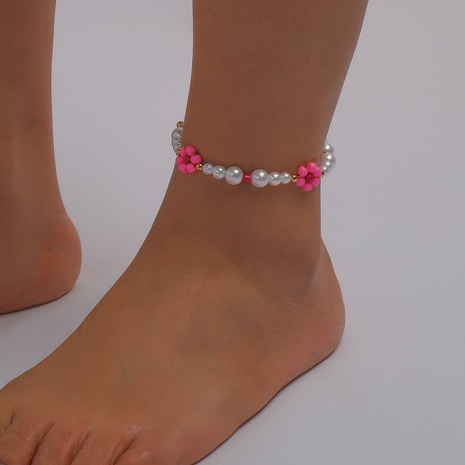 Mode Farbe Perlen Blume Hit Farbe Fußkettchen geometrische Fußschmuck Frauen's discount tags
