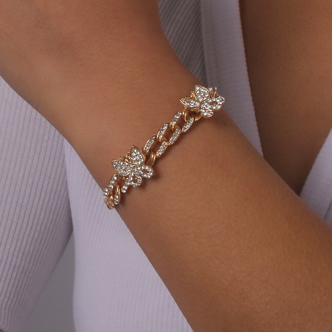 fashion geometric chain full of diamond butterfly alloy bracelet's discount tags