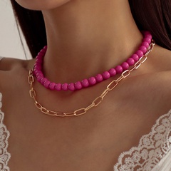 double-layer necklace beaded simple punk necklace creative fashion short collarbone chain