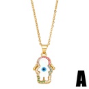 fashion palm eye pendant necklace creative colored diamond devils eye copper necklacepicture8