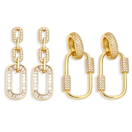 2022 nouvelles boucles d'oreilles géométriques ovales en cuivre plaqué or avec zircon incrusté's discount tags