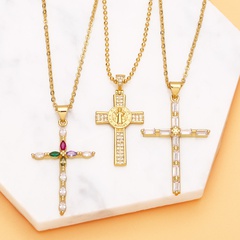 mode zircon pendentif croix collier en cuivre accessoires simples