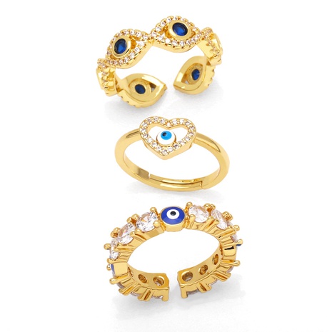 Fashion devil's eye zircon open ring female copper's discount tags