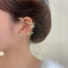 simple butterfly copper gold-plated inlaid zircon one-piece ear clips