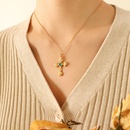 hiphop rose cross tip cross green zircon pendant necklacepicture4