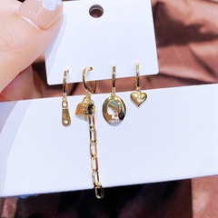 Fashion heart-shaped 4-piece set tassel copper earrings