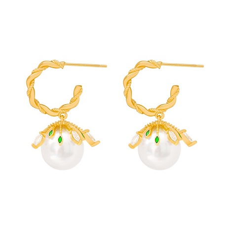 nuevos pendientes en forma de C con colgante de perlas y diamantes de imitación's discount tags