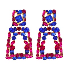 new fashion female color diamond geometric shape alloy earrings