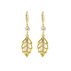 fashion leaf shape copper inlaid zircon earrings