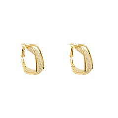 simple geometric copper gold-plated diamond earrings