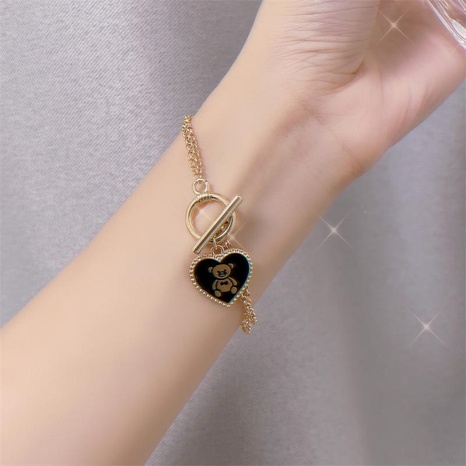 Korean cute heart-shaped bear pendant alloy bracelet female's discount tags