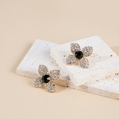 Fashion camellia full diamonds alloy earrings