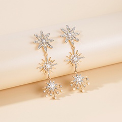 Fashion cone star set pearl diamond long pendant alloy earrings