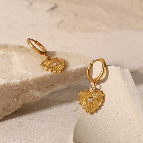 18K gold stainless steel devil's eye heart-shaped pendant earrings's discount tags