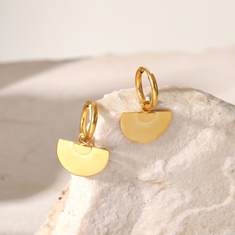 Boucles d'oreilles pendantes en forme d'éventail en forme d'éventail en or 18 carats brillant en acier inoxydable's discount tags