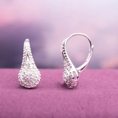 Fashion new round full diamond zircon copper earrings