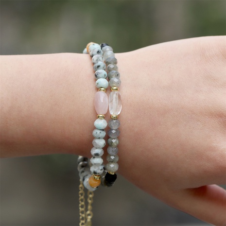 nouveau bracelet de perles en cuivre plaqué or de style bohème avec pierre flash's discount tags