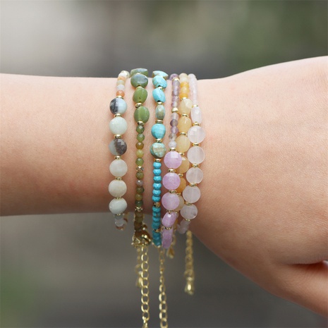 bohemian style beaded stone gold-plated geometric copper bracelet wholesale's discount tags