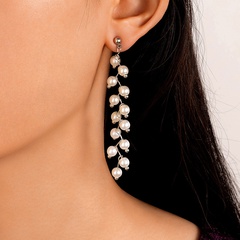 Fashion Pearl Tassel Geometric Beaded Stud Earrings