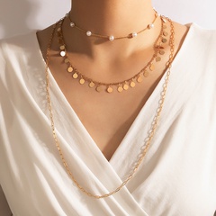 modische Perlenkette aus mehrschichtigem geometrischem Metall mit Scheibenkette