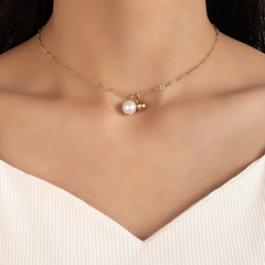 einfache einlagige geometrische Halskette mit Perlenanhänger