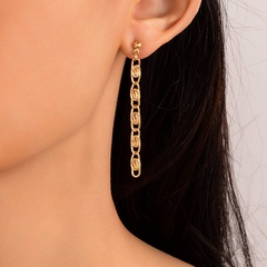 fashion pin-shaped chain tassel geometric hollow earrings