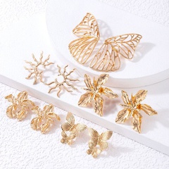 simple alloy butterfly hollow sun geometric irregular flower leaf earrings