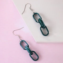 Fashion color-block resin chain geometric hollow acrylic earrings