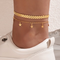 fashion star disc geometric aircraft chain multi-layer alloy anklet