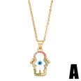 fashion palm eye pendant necklace creative colored diamond devils eye copper necklacepicture12