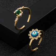 Fashion Copper-Plated Gold Micro Inlaid Zircon Opening Adjustable Devil's Eye Ring