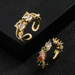 Mode Kupfer Reales Gold Überzogen Farbe Zirkon Frauen Ring