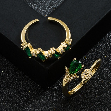 Kupfer vergoldet intarsien zirkon geometrische offenen ring zubehör weibliche's discount tags