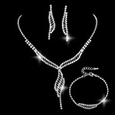 Fashion Bride Full Diamond Copper Necklace Earrings Bracelet ThreePiece Setpicture10
