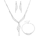 Fashion Bride Full Diamond Copper Necklace Earrings Bracelet ThreePiece Setpicture8