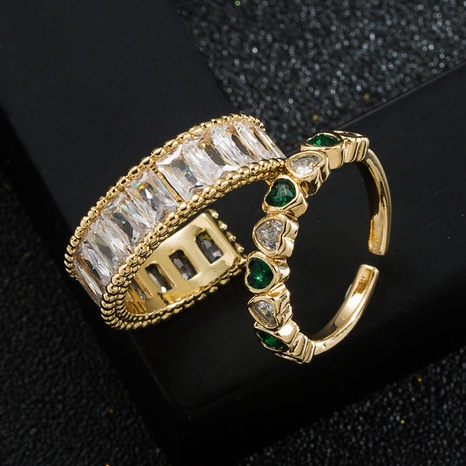 Kupfer-Überzogene Gold Intarsien Zirkon frauen Öffnung Verstellbaren Ring's discount tags