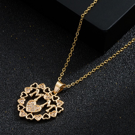Mother's Day Ornament Mom Letter Heart Necklace Copper-Plated Gold Diamond Inlaid Clavicle Chain Women's discount tags