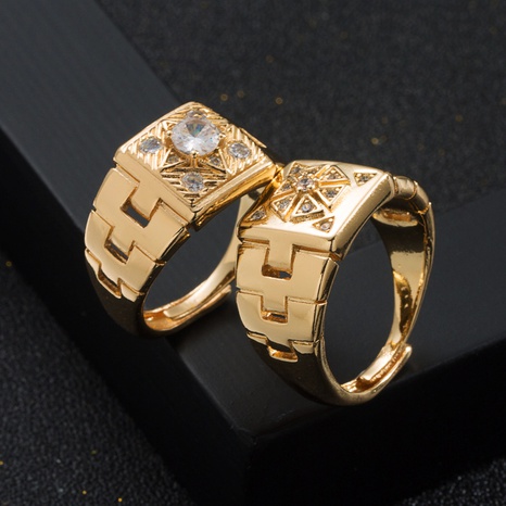 Fashion Copper Micro Inlaid Zircon Geometric Thick Ring's discount tags