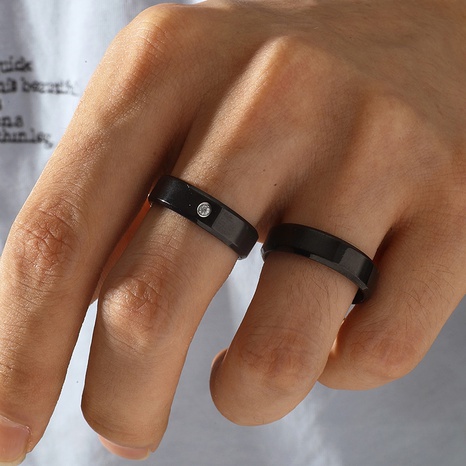 Joyería de moda de natación anillo de acero inoxidable negro's discount tags