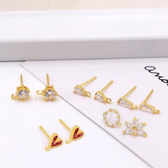 18K Real Gold Plated Zircon Geometric Auricular Needle with Hook DIY Ornament Accessories