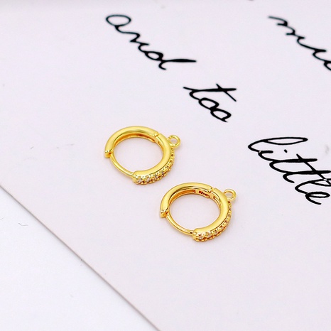 18K Reales Gold Intarsien Zirkon Runde Ohr Clip Weibliche DIY Ohrringe Zubehör's discount tags