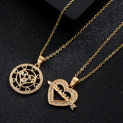 New Mother's Day Ornament Fashion Mom Letter Heart Necklace Copper-Plated Gold Diamond Inlaid Clavicle Chain