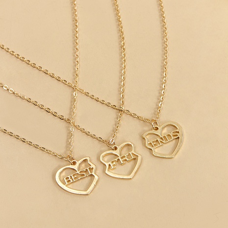 Best Friends Three-Piece Chain Girlfriends Pendant English Necklace's discount tags