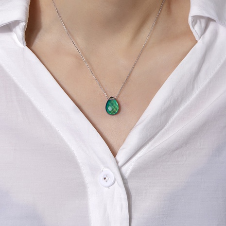 Glass Temperature-Sensitive Stone Color-Changing Pendant Clavicle Chain Stainless Steel Ornaments Chain's discount tags