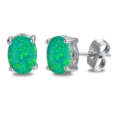 Cross-Border Sold Jewelry EBay Amazon AliExpress Opal New Earrings Opal European and American Earrings Oval Opal Earrings
