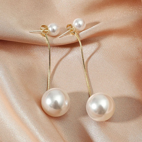 Temperament Front and Rear Pearl Tassel Earrings's discount tags