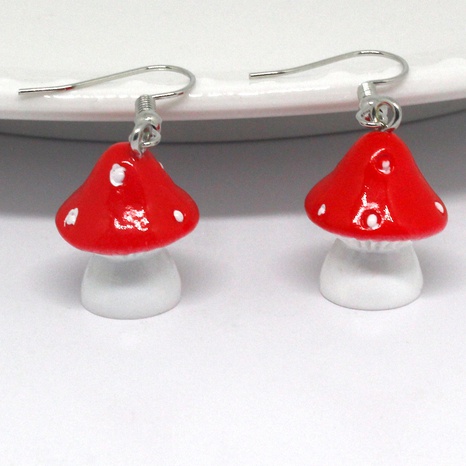 Fashion Simple Polka Dot Mushroom Cartoon Three-Dimensional Resin Earrings's discount tags
